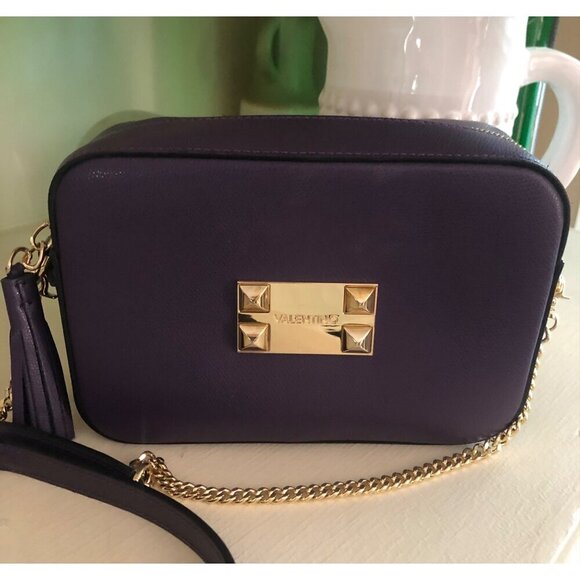 COPY - VALENTINO Babette Studded Leather Chain Strap Camera Bag Blackberry Purp… - Picture 2 of 16